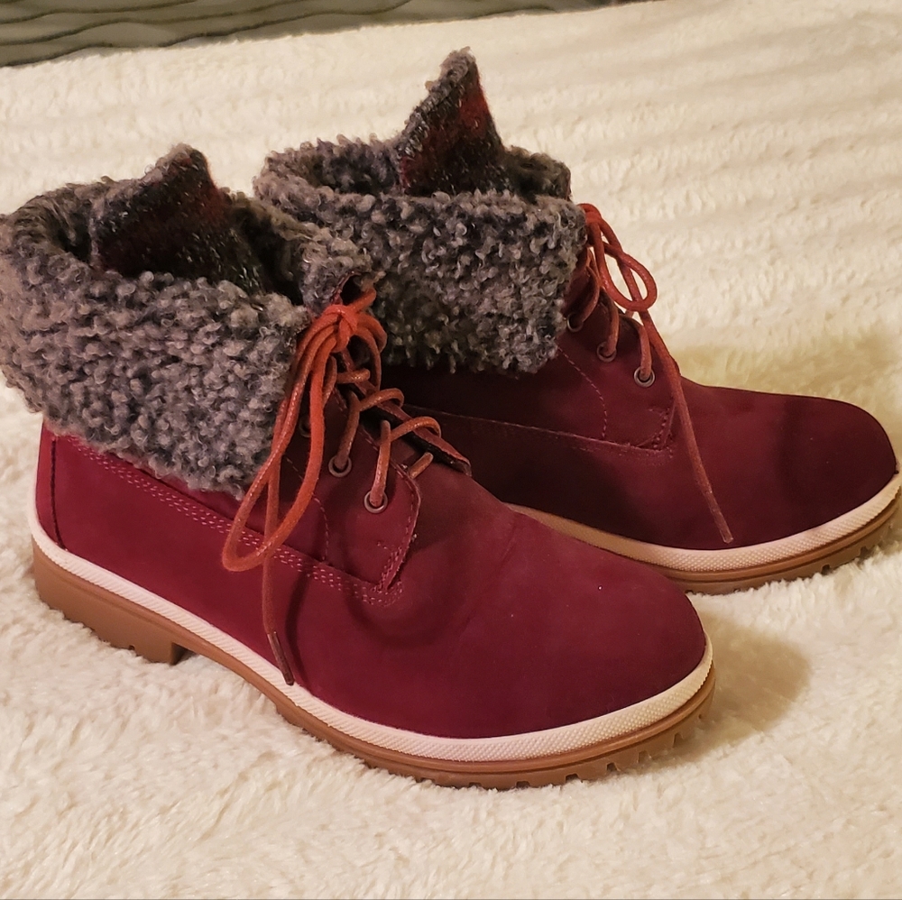 Muk Luks Burgundy Megan Hiker Boots